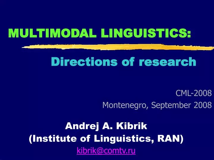 multimodal linguistics directions of research