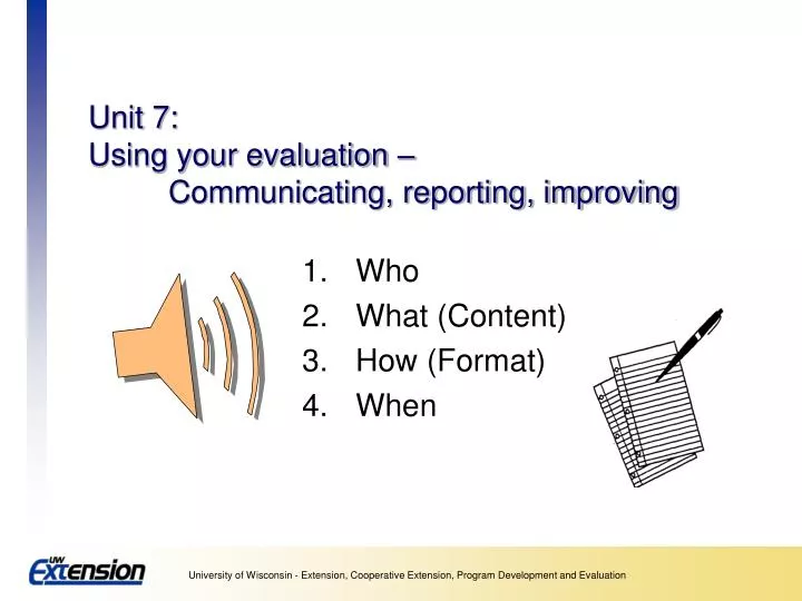 unit 7 using your evaluation communicating reporting improving