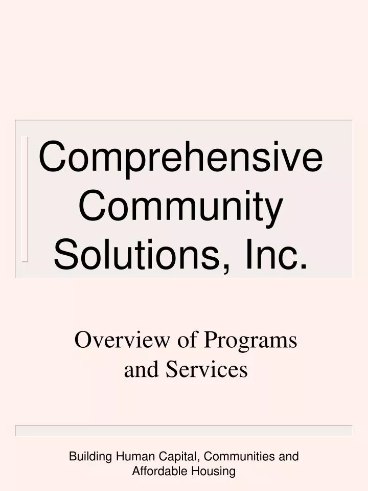 comprehensive community solutions inc