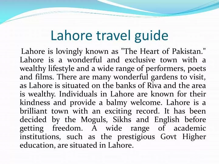 Lahore Travel Guide N 