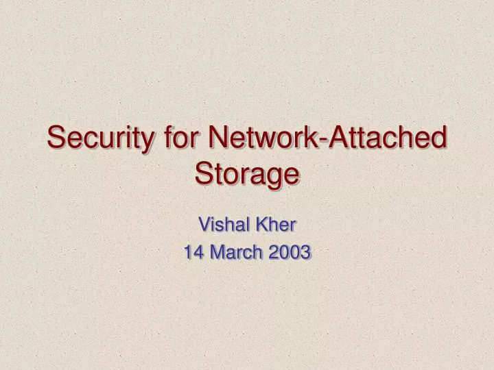 security for network attached storage