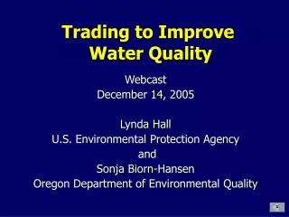 Trading to Improve Water Quality