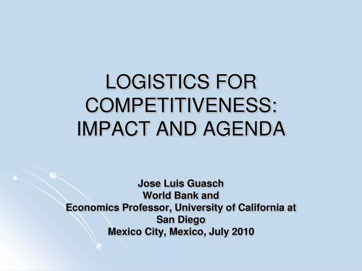 logistics for competitiveness impact and agenda