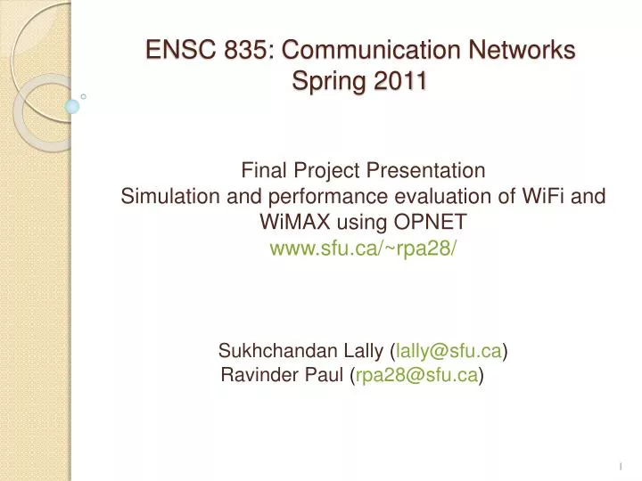 ensc 835 communication networks spring 2011