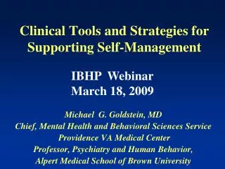 Clinical Tools and Strategies for Supporting Self-Management