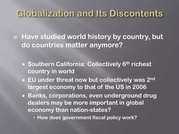 globalization and its discontents