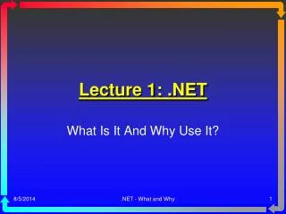 Lecture 1: .NET