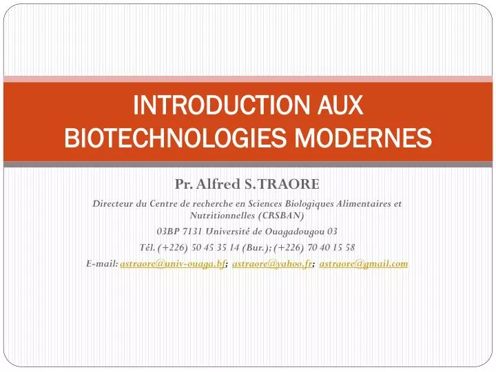 introduction aux biotechnologies modernes