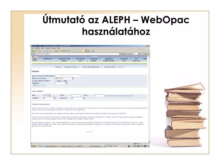 tmutat az aleph webopac haszn lat hoz