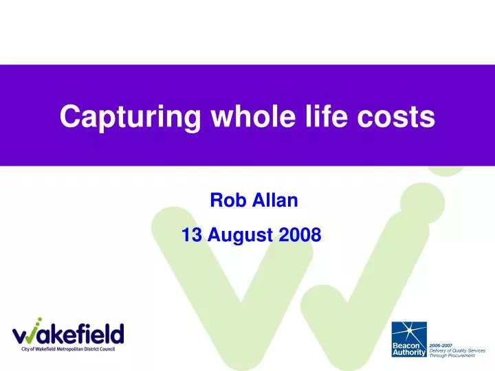 capturing whole life costs