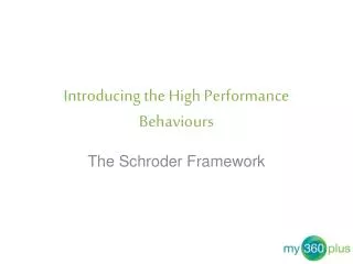 Introducing the High Performance Behaviours