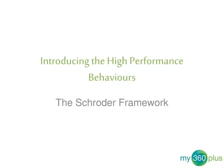 introducing the high performance behaviours