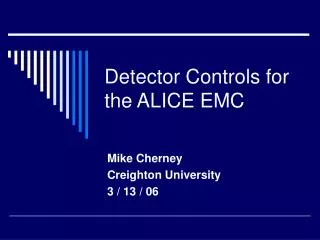 Detector Controls for the ALICE EMC