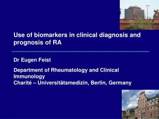 Use of biomarkers in clinical diagnosis and prognosis of RA