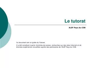 le tutorat