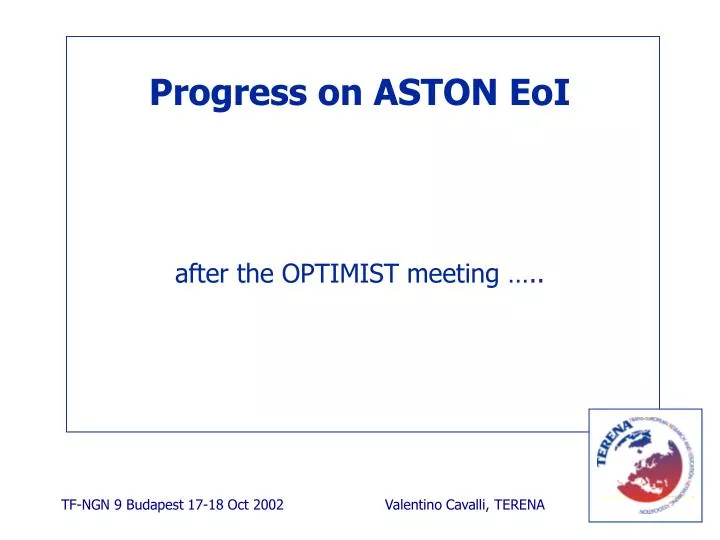 progress on aston eoi