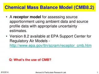 Chemical Mass Balance Model ( CMB8.2)