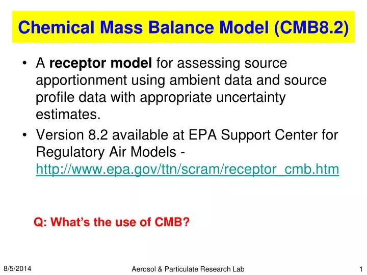 chemical mass balance model cmb8 2