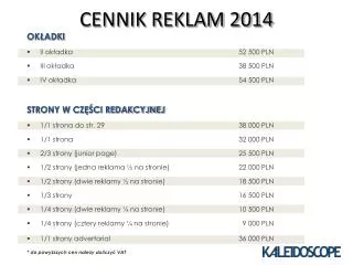 cennik reklam 2014