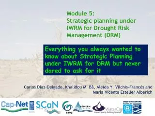 Module 5: Strategic planning under IWRM for Drought Risk Management (DRM)