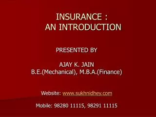 INSURANCE : AN INTRODUCTION