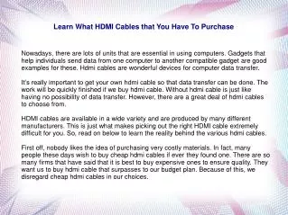 Learn What HDMI Cables that You Have To Purchase