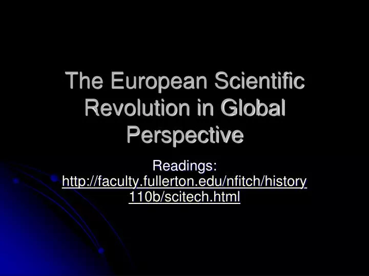 the european scientific revolution in global perspective