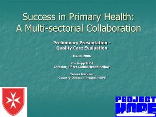 Success in Primary Health: A Multi-sectorial Collaboration