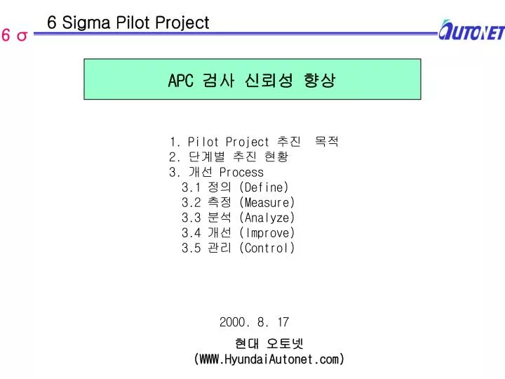 6 sigma pilot project