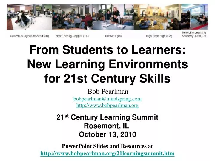 from students to learners new learning environments for 21st century skills
