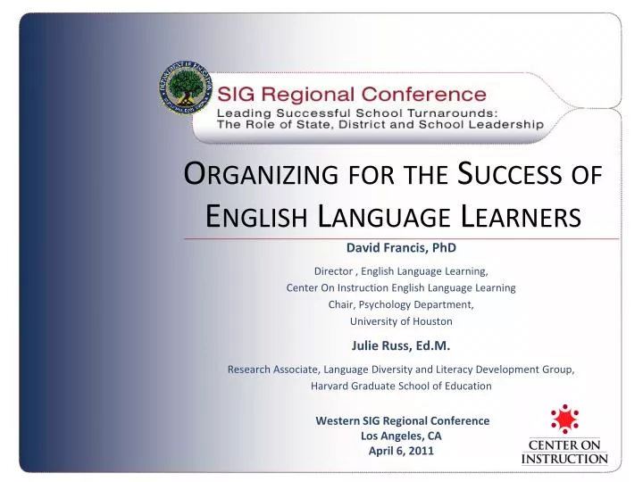 organizing for the success of english language learners