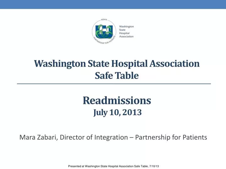 washington state hospital association safe table readmissions july 10 2013