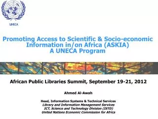 Promoting Access to Scientific &amp; Socio-economic Information in/on Africa (ASKIA) A UNECA Program