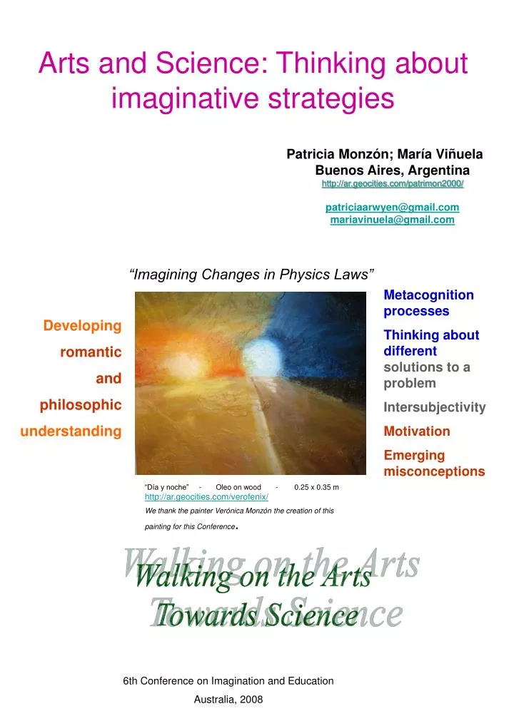 arts and science thinking about imaginative strategies