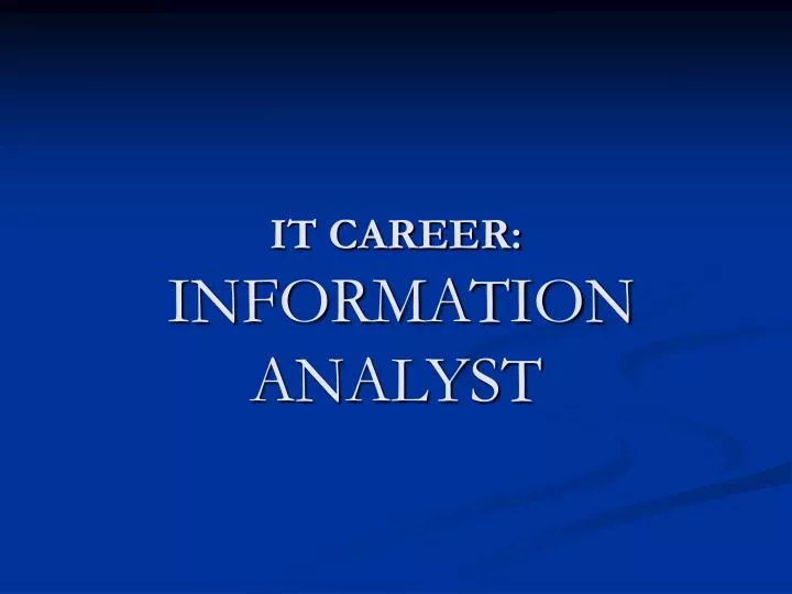it career information analyst