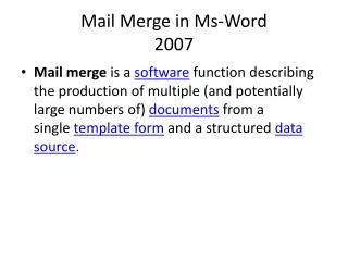 Mail Merge in Ms-Word 2007