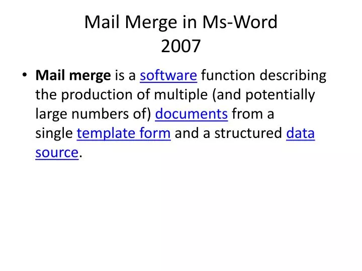 mail merge in ms word 2007