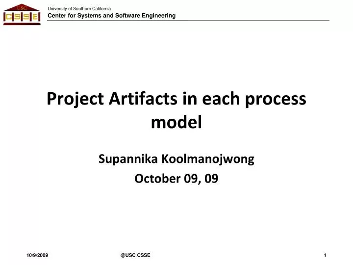 project artifacts in each process model