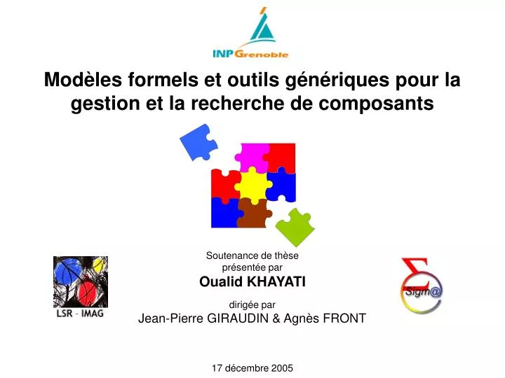 mod les formels et outils g n riques pour la gestion et la recherche de composants