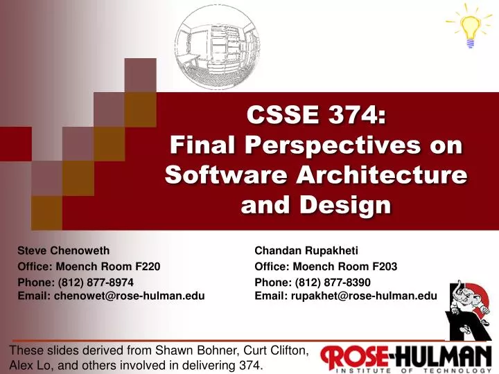 csse 374 final perspectives on software architecture and design