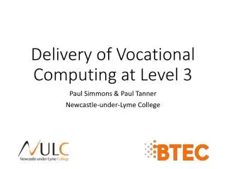Delivery of Vocational Computing at Level 3