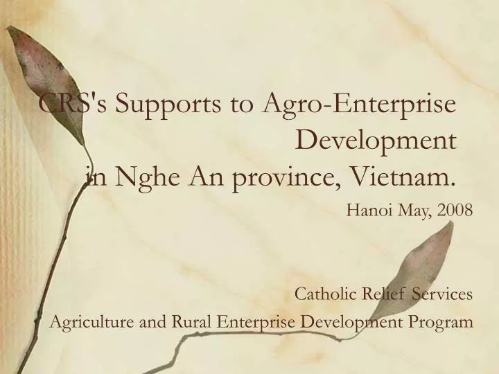 crs s supports to agro enterprise development in nghe an province vietnam