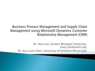 Dr. Huei Lee, Eastern Michigan University, Huei.Lee@emich
