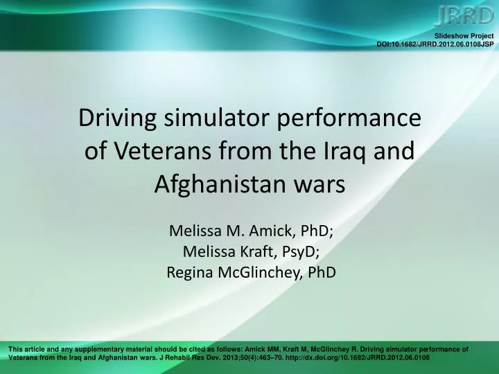 driving simulator performance of veterans from the iraq and afghanistan wars