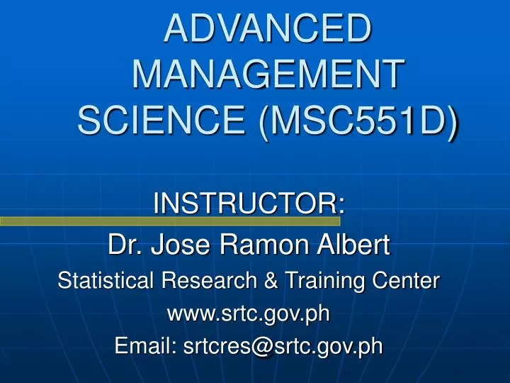 advanced management science msc551d