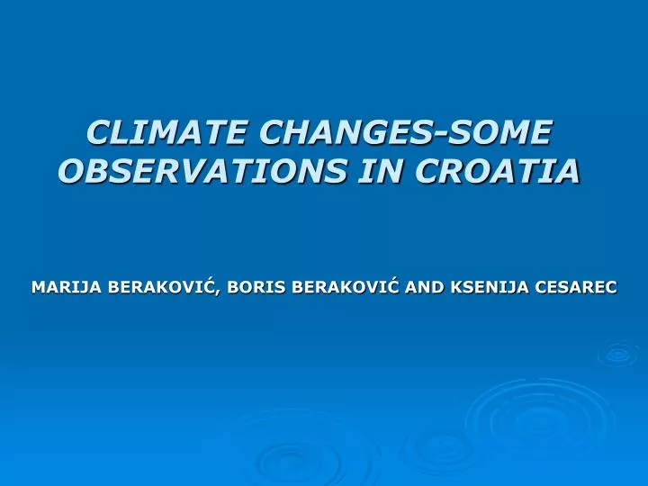 climate changes some observations in croatia