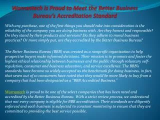 Warrantech is Proud to Meet the Better Business Bureau’s Ac