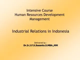 intensive course human resources development management
