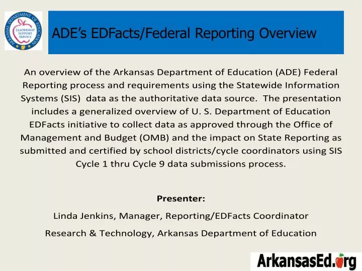 ade s edfacts federal reporting overview