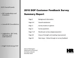 2010 DOP Customer Feedback Survey Summary Report